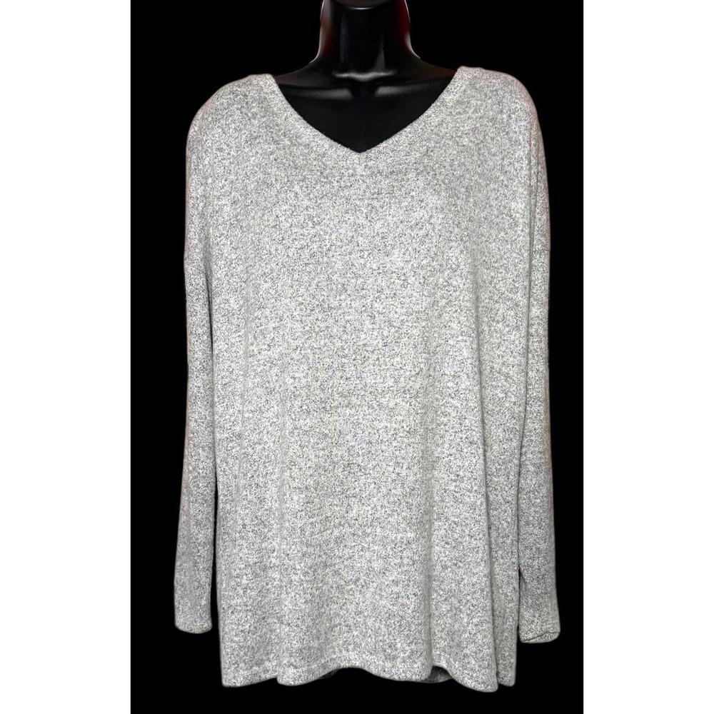 Bibi Boutique Gray Lightweight Long Sleeve Soft Blouse Open Design Back Size L